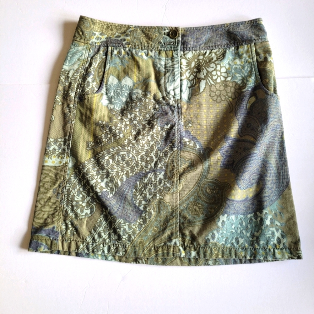 Ann Taylor Paisley Denim Pencil Skirt Size 6